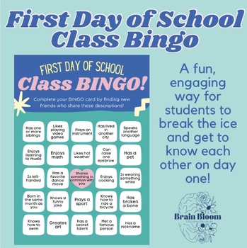 Preview of Back to School Bingo | First Day of School Ice Breaker Game | Find a Friend Who