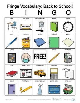 Back to School Bingo! Fringe Vocabulary by Communication Community