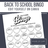 Back to School Bingo Ice Breaker Activity: Edit on CANVA