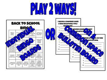 Preview of Back to School Bingo for Teachers- Sunshine Committee