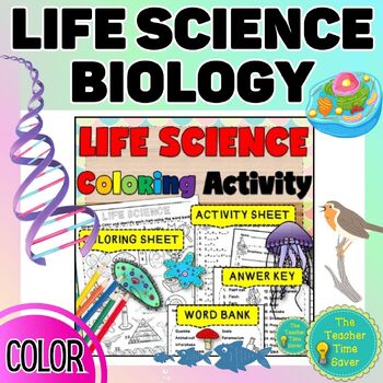 Preview of Biology Life Science Coloring Activity Sub Plan Printable Review Page