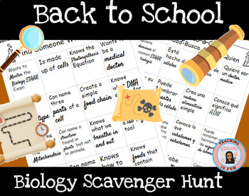 Preview of Back to School Biology Scavenger Hunt Find Someone Who