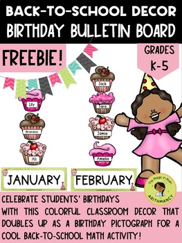 Preview of Back to School Birthday Bulletin Board Display-Classroom Decor-Freebie