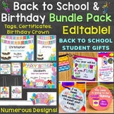 Back to School & Birthday Student Gift Tags Bundle (Plus B
