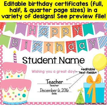 Back to School & Birthday Student Gift Tags Bundle (Plus Birthday ...
