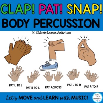 Preview of Music Lesson "Clap-Pat-Snap" Body Percussion Activities  K-6