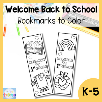 Back to School Bookmarks to Color by Lisa Peters | TPT