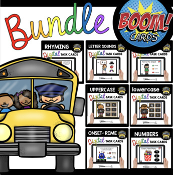 Preview of Back to School Boom Card™ BUNDLE - Alphabet - Phonics - Numbers and Counting