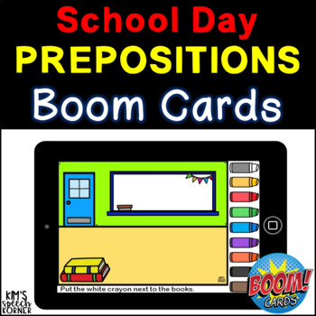 Preview of Back to School Boom Cards | Spatial Concepts | Prepositions for Speech Therapy