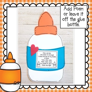 Back to School  Glue Bottle Craft and Poem by Little Kinder Bears