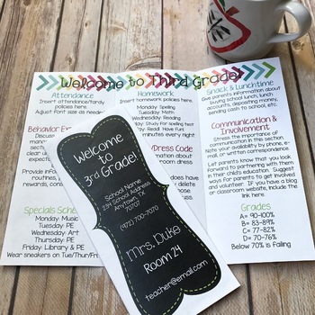 Preview of Back to School Brochure {EDITABLE Bright Chalkboard Theme}