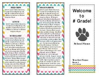 Preview of Back to School Brochure {EDITABLE - Cheveron Theme}