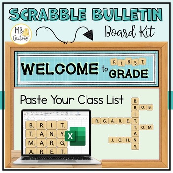 Preview of Scrabble Bulletin Board Kit - Welcome Back to School - Autogenerate Names Excel