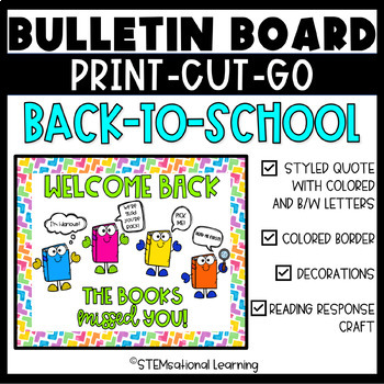 Preview of Back to School Bulletin Board Reading and Library | Classroom Door Decor