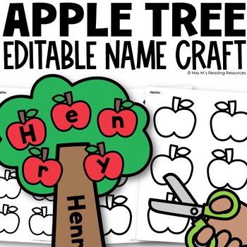 Preview of Fall Bulletin Board Apple Name Craft | Fall Apple Tree Name Craft Autumn Craft