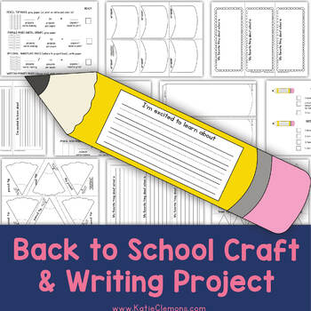 Preview of Back to School Bulletin Board Writing Craftivity and Pencil Writing Prompt Draw