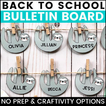 Preview of Back to School Bulletin Board and Door Decor Sloth Theme Craft