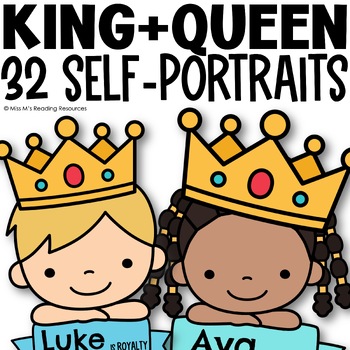 Preview of Back to School Bulletin Board the King and Queen of Kindergarten Self Portraits
