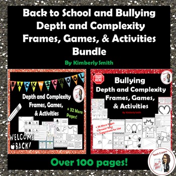Preview of Back to School & Bullying Depth & Complexity Frames, Games, & Activities Bundle