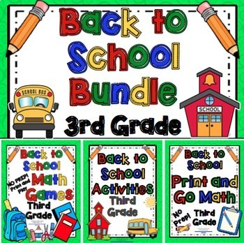 Back to School: 3rd Grade Back to School Activities Bundle by Math Mojo