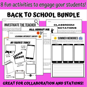 Preview of Back to School Bundle (Can use as stations!) GTKY, Classroom Management, etc.