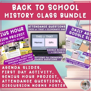 Preview of Back to School Bundle with Agenda Slides, Attendance Questions, Genius Hour
