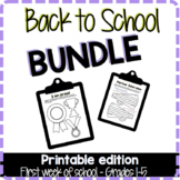 Back to School Bundle First Week Printable Activities