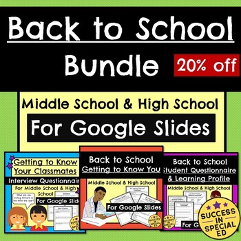 Preview of Back to School Bundle Learner Profile Middle and High School for Google Slides