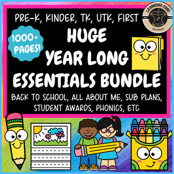 Preview of Back to School Bundle PreK, TK, UTK, Kindergarten, First Grade Year Long Bundle