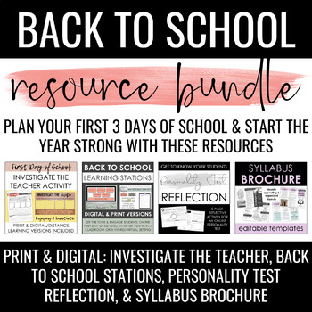 Preview of Back to School Bundle: Syllabus, Stations & Activities - First Day of School