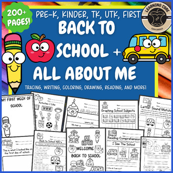 Preview of Back to School Bundle Writing Worksheets PreK Kindergarten First TK UTK No Prep