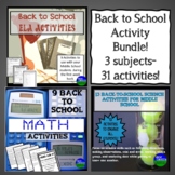 Back to School Bundle for Middle School ELA, Math, and Science