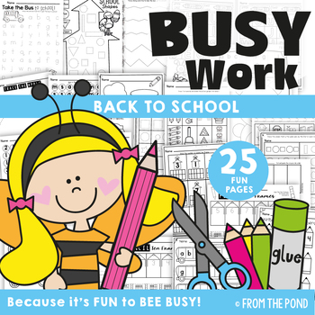 back to school worksheet busy work activities by from the pond tpt