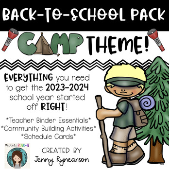 Preview of Back-to-School CAMPING Bundle! Teacher Binder, Activities, & Schedule Cards!