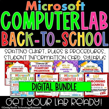 Preview of Back-to-School COMPUTER LAB Digital Bundle - First Day Activities for Students