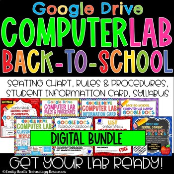 Preview of Back-to-School COMPUTER LAB Digital Bundle in GOOGLE DRIVE -First Day Activities