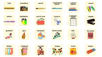 Preview of Back to School CORE words AAC Grid| CORE words: School| Visuals Vocabulary