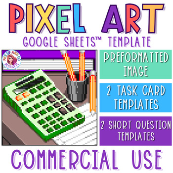 Preview of Back to School Calculator Commercial Use Pixel Art Template for Google Sheets