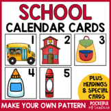 Back to School Calendar Numbers - Pocket Chart Calendar Cards