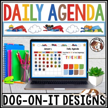 Preview of Back to School Calendar Template Daily Agenda Superheroes Google Slides