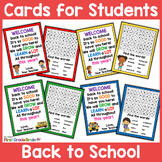 Back to School Cards for Students - Editable in color & bl