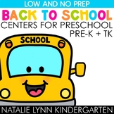 Back to School Centers Preschool Pre-K TK | Low and NO Prep Mats