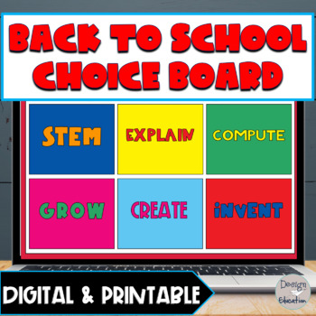 Preview of Back to School Choice Board | Beginning of the Year | Getting to Know You 