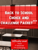 Back to School Choice and Challenge Bundle Packet