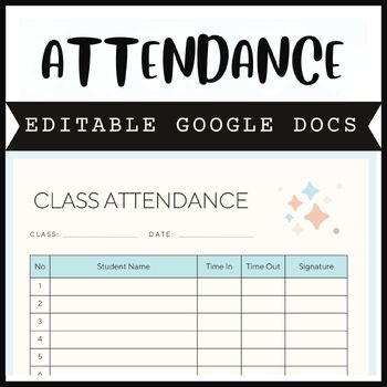 Preview of Back to School | Class Attendance Editable Tracker - Google Docs