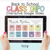 Back to School | Class Information Google Slides