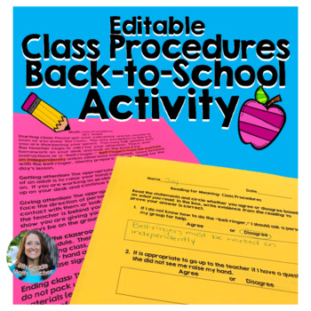 Preview of Back to School Class Procedures Activity