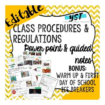 Preview of Back to School Class Procedures and Expectations Activities and Notes (Editable)