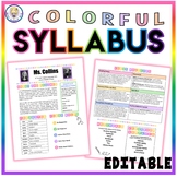 Back to School Class Syllabus Template - Colorful - EDITABLE!