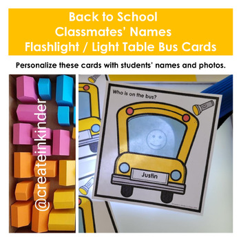Preview of Back to School Classmates' Names Flashlight / Light Table Bus Cards - Editable